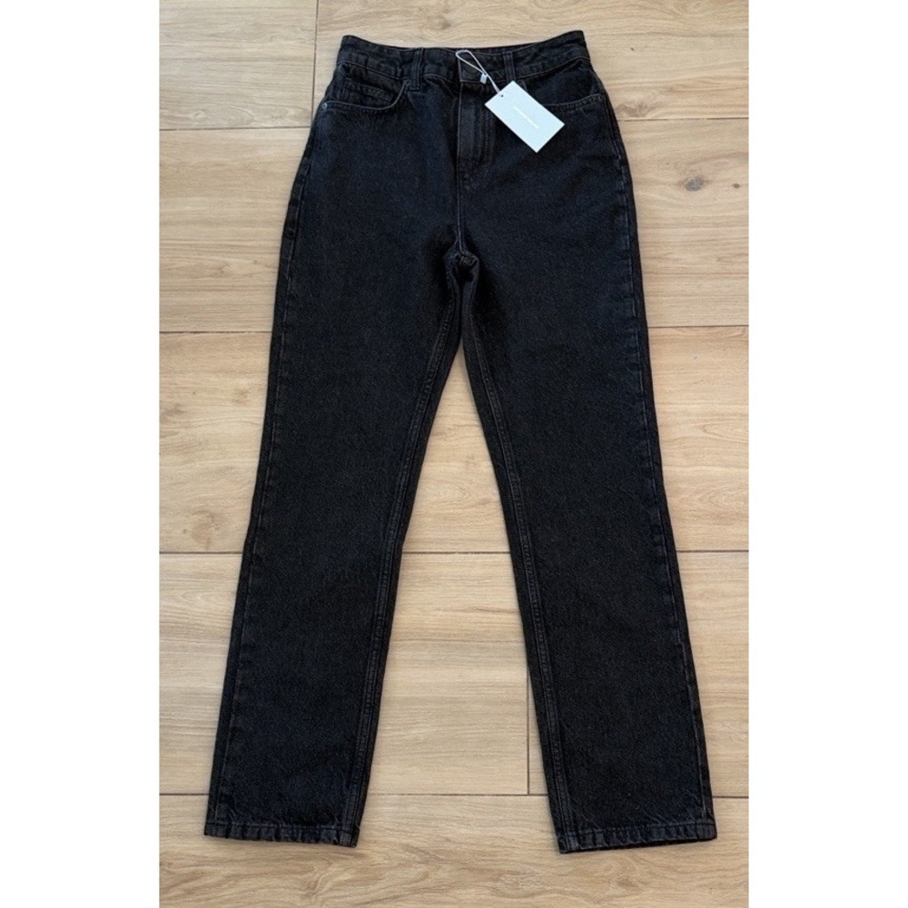 Antonio Melani Womens High Waisted Straight Leg Jeans Washed Black‎ Denim NWT